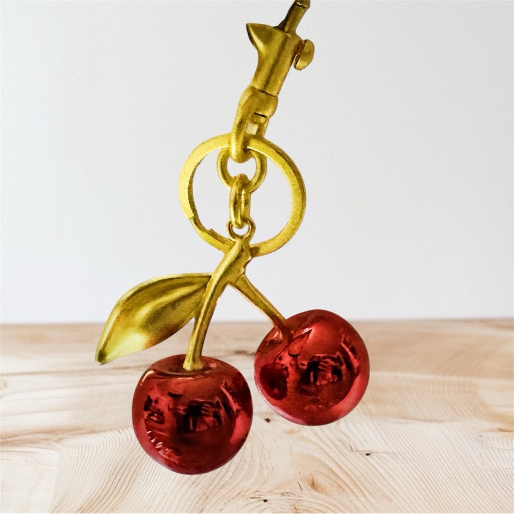 Gold and Red Cherry Keychain - Picture 4 of 12